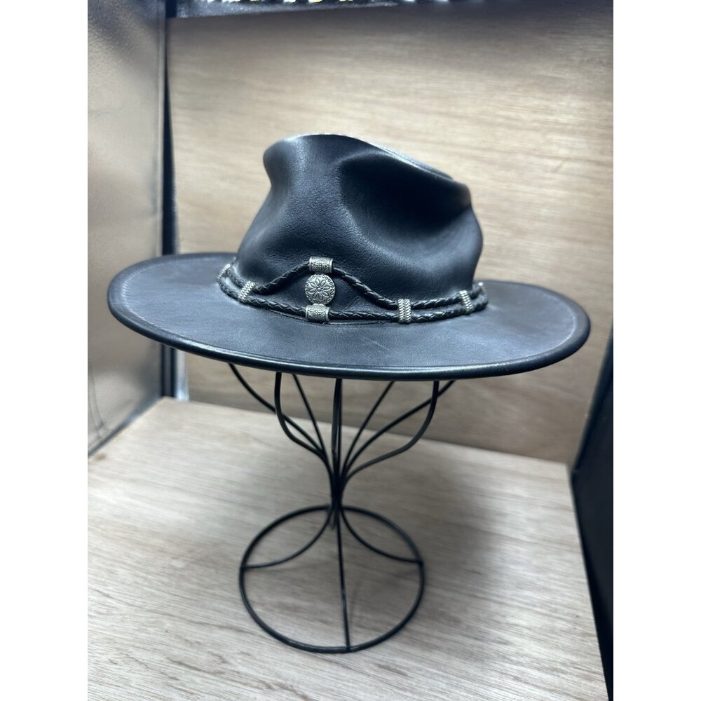 Minnetonka Silverthorne Hat Women's Size Small S Black Genuine Leather